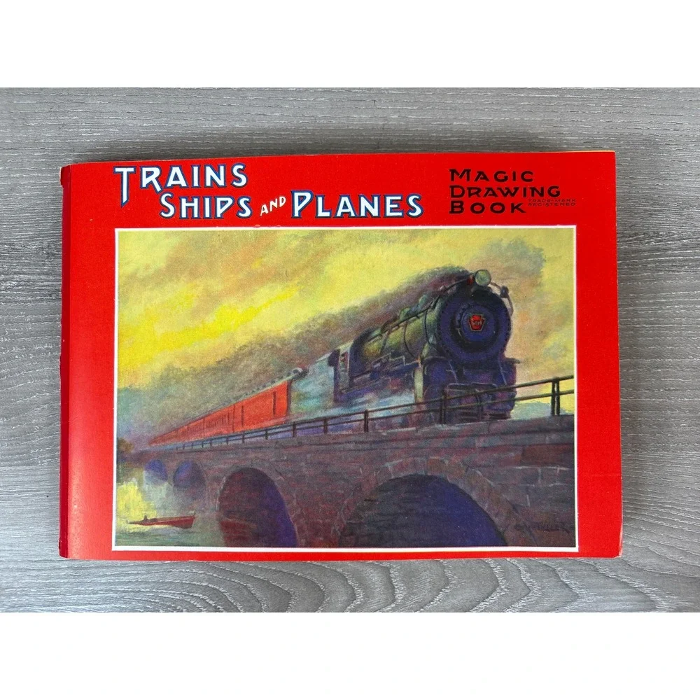 Vintage Trains Ships and Planes Magic Drawing Book Saml Gabriel Sons NY‎ Unused
